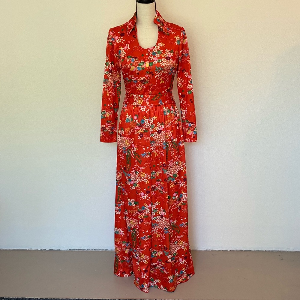 Vintage 60s/70s Yves Jennét Flower Power Maxi Dress